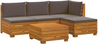 vidaXL Vidaxl 5 Uds. Conjunto De Sof&aacute;s De Exterior Madera De Acacia S&oacute;lida