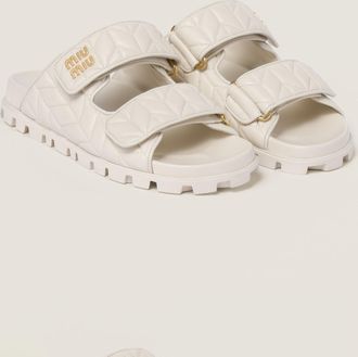 Miu Miu Matelassé nappa leather slides