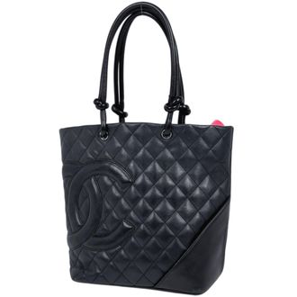 Chanel Black Leather Handbag Tote Bag (Pre-Owned)