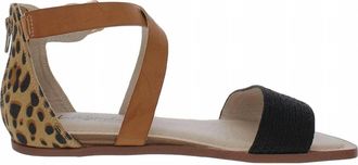 Life Stride Womens Riley Metallic Flat Sandals In Black Leopard