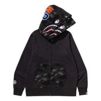 A Bathing Ape Color Camo Shark Full Zip Double Hoodie Black 1M30115009-BLACK