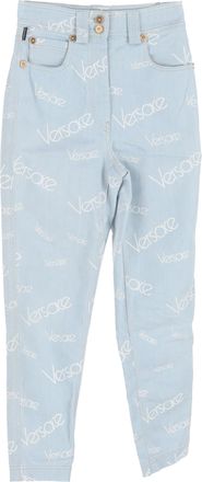 Versace Versace jeans met logo-opdruk en hoge taille in blauw katoen