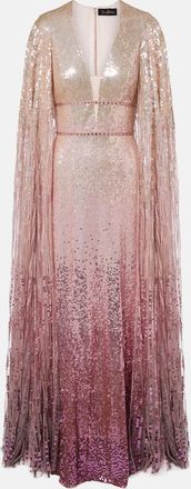 Jenny Packham Easy Breezy sequined caped gown