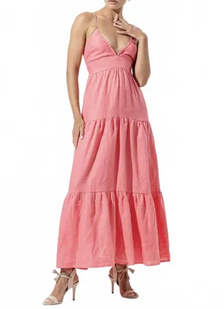 Lusana Maya Linen Maxi Dress In French Pink