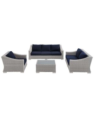 ModWay Conway Sunbrella Outdoor Patio Rattan 4Pc Furniture Set