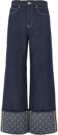Tory Burch Tory Burch Jeans mit geradem Bein und Kontrastb&uuml;ndchen