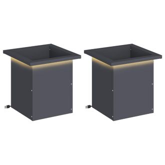 vidaXL Jardinera Para Jard&iacute;n Con Luces Led 2 Uds. Antracita Vidaxl