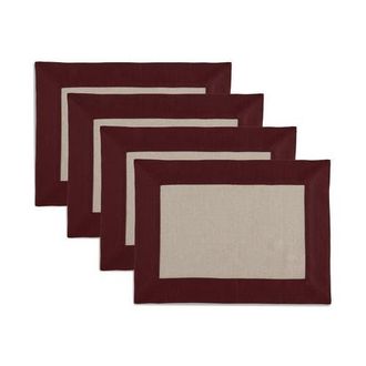 Solino Home Linen Placemats - Contempo, 14 x 19 in Burgundy And Natural at Nordstrom, Size Medium