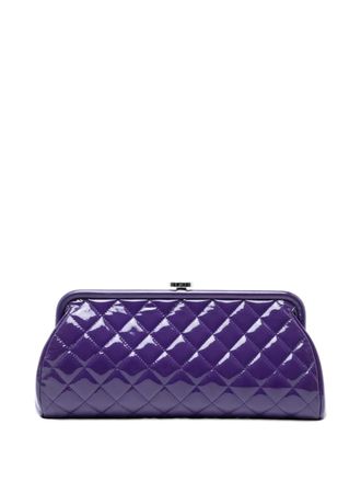 Chanel 2016-2017 CC Quilted Patent Kiss Lock clutch bag - women - Patent Leather - One Size - Purple