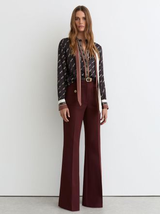 Reiss Black Chain-print Tie-neck Shirt, 10