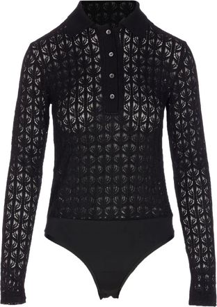 Pinko lace-panel polo-neck top - Black