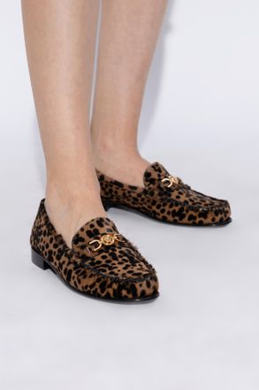 Versace Animal Print Loafers Shoes, Womens, Brown