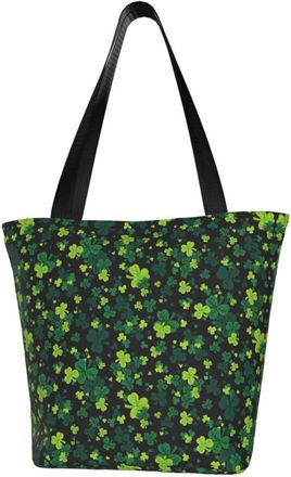 AOOEDM St PatrickS Shamrock Print Tote Bag Women Capacity Shoulder Grocery Shopping Bags