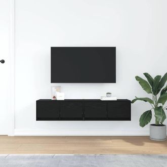 Berkfield Home TV Cabinets 2 pcs Black Oak 60x31x25.5 cm Engineered Wood