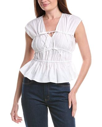 Ellen Tracy Shirred Poplin Top