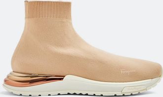 Ferragamo Womens Ninette Metallic Heel-Counter Sneakers In Beige