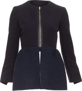 The Row Loxton structured wool peplum gold zip coat