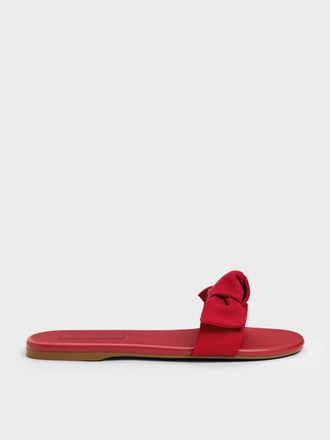 Charles & Keith Anika Faux Suede Knot-Bow Slides