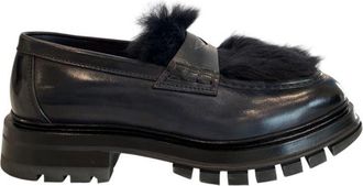 Santoni Blue Leather Men Mens Loafer