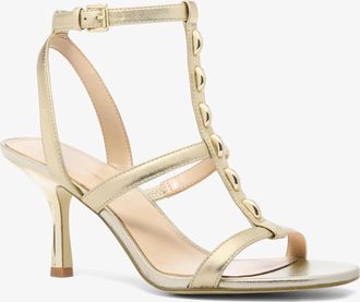 Michael Kors Nara Studded Metallic Leather Sandal