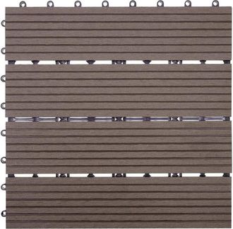 Hhg Piastrelle pavimentazione da esterno Rhone T831 wpc 30x30cm 11 pezzi 1mq marrone lineare