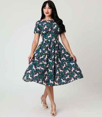 Unique Vintage Smocked Back Swing Dress in Navy at Nordstrom, Size X-Large