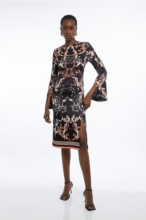 Karen Millen Satin Back Crepe Mint Baroque Woven Maxi Dress