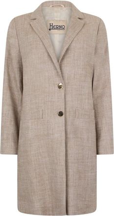 Herno Enkelrijige Jas - Dames - Mantel - Beige - M - Katoen - Jassen