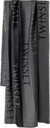 Twinset Jacquard Stola met Logo - Dames - Accessoires - Zwart - Maat: ONE Size Viscose