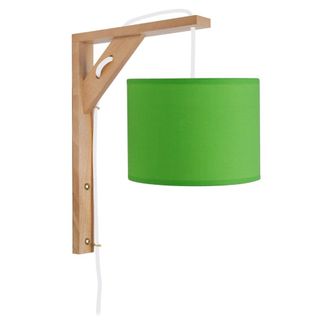 Tosel Aplique de pared madera Alt.16cm natural ;Pantalla: bronze