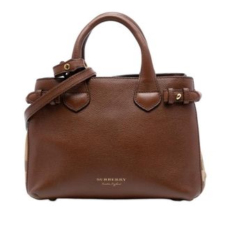 Burberry Pre-owned Burberry Small Grainy Calfskin and House Check Banner Satchel Ladies K5TCYCWKZC01M9FV