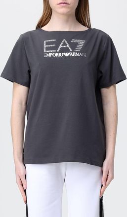 Emporio Armani T-shirts in cotone con logo di strass EA7