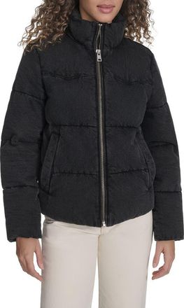 Levi's Western Denim Puffer Jacket in Black Wash Denim at Nordstrom, Size X-Large