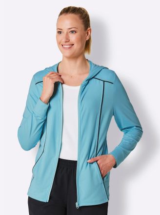Catamaran Shirtjacke CATAMARAN Sportjacke, Damen, Gr. 36/38, blau (aquamarin, schwarz), 92% Polyester, 8% Elasthan, unifarben, Shirts Shirtjacke