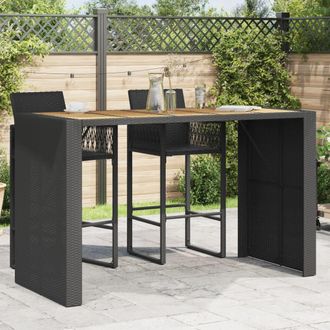 vidaXL Vidaxl - Mesa Alta Jard&iacute;n Superficie Madera Rat&aacute;n Pe Negro 185x80x110 Cm