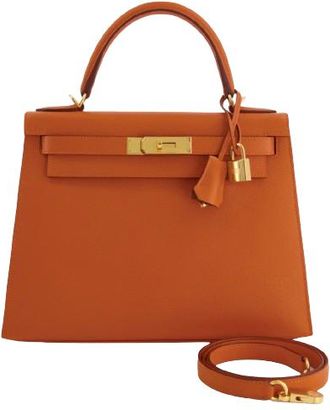 Herm&egrave;s Kelly 28 Sellier in Orange Epsom Leather with Gold Hardware