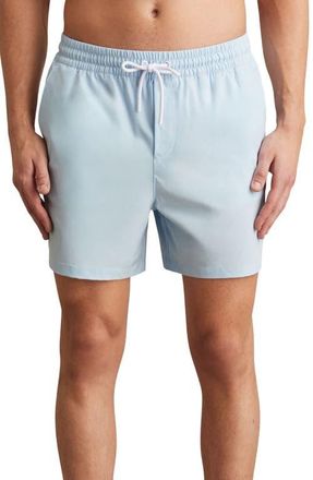Reiss Cliff Water Resistant Swim Trunks in Soft Blue at Nordstrom, Size X-Large