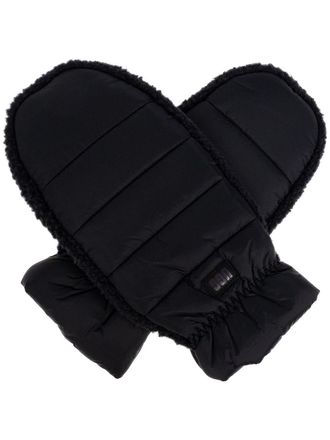 UGG UGGfluff gloves - women - Recycled Nylon/Polyester/Recycled Polyester/Leather/Polyester - L/XL - Black