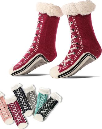 Generic Ultra-Thick Cashmere Slipper Home Socks, New Non-Slip Cashmere Slipper Socks Winter Warm Cozy Fuzzy Non-Slip Fluffy Soft Warm Slipper Socks for Indoor