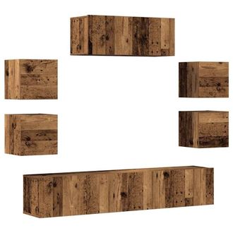 Berkfield Home 7 Piece TV Cabinet Set Wall-mounted Old Wood Engineered Wood in Brown