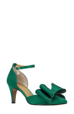 J. Rene&eacute; Pammie Ankle Strap Bow Pump in Emerald at Nordstrom, Size 10.5