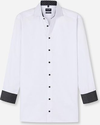 Olymp Langarmhemd OLYMP Luxor modern fit, Herren, Gr. 46, N-Gr, wei&szlig;, Web, Obermaterial: 100% Baumwolle, 2-Knopf-Manschette, Hemden Langarmhemd, Global-Kent