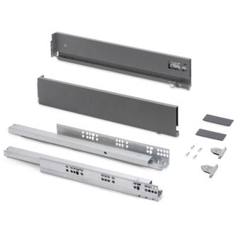 Emuca Emuca - Caj&oacute;n Exterior Vertex Con Regulaci&oacute;n 3d De Altura 93mm, 40kg, Espesor De Tablero De 18mm, Profundidad 350mm, Acero, Gris Antracita