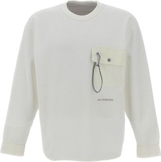 And Wander White Waffle Mock Neck Long Sleeve T-Shirt