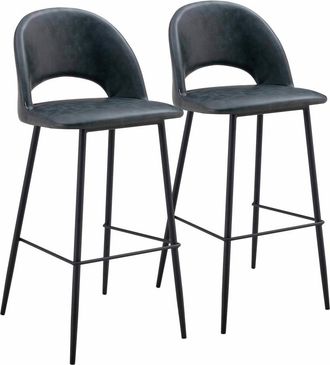 Oviala Set de 2 sillas de metal con revestimiento textil negro