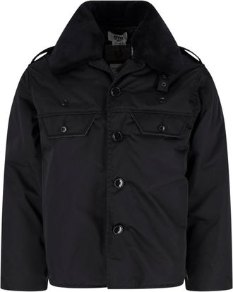 Junya Watanabe Black Military Faux Fur Collar Padded Shirt Jacket