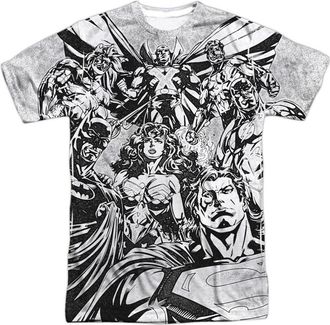 Gildan Justice League of America Graphic Gathering Short Sleeve Adult Poly Crew Tee / T-Shirt