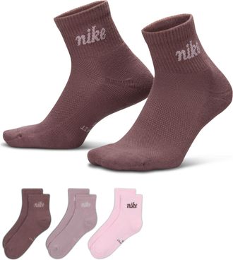 Nike Unisex Everyday Elevated Ankle Socks (3 Pairs) in Multicolor | IH8529-903