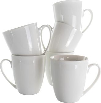 Elama Rosales 6 Piece 12 Ounce Porcelain Mug Set in White at Nordstrom