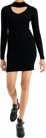 Hippie Rose Juniors Cutout Mock Neck Sweater Dress In Black